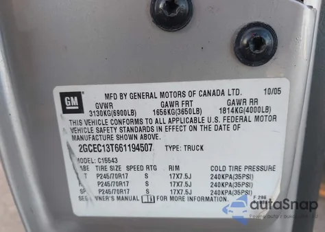 2006 Chevrolet Silverado 1500 Lt1 z USA, uszkodzony, nr VIN 2GCEC13T661194507